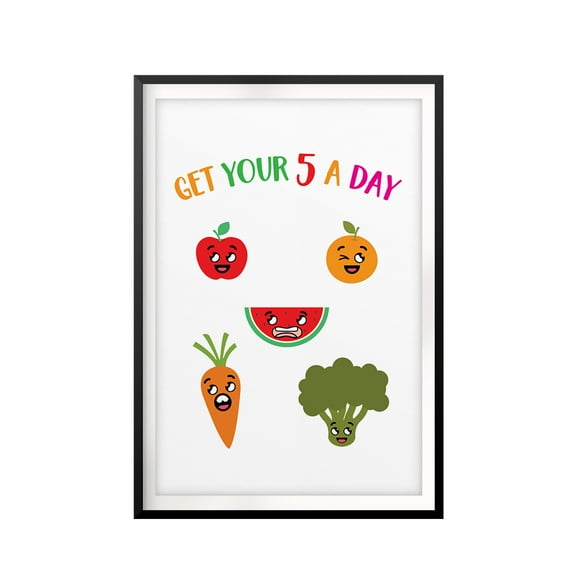 Get Your 5 A Day Fruit & Vegetables 5 x 7 UNFRAMED Print Emoji Wall Art
