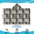 thumbnail image 2 of Brown Checkered Geometric and Floral Pattern Hooded Bath Towel，60"x35" for Ages 3 To 12 Kids, Quick Dry Lightweight Soft Microfiber Hood Beach Towel Cover Up for Kids, 2 of 7