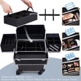 thumbnail image 4 of Rolling Makeup Case Large Makeup Box Organizer Cosmetic Trolley Cosmetology Traveling Cart Trunk, 4 of 6