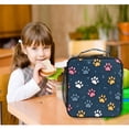 thumbnail image 6 of Insulated Square Lunch Bag with Side Mesh Pocket Fashion Lunch Box Reusable Lunch Tote 10.5" x9.5" x3.5" Cartoon Cat Paw Pattern, 6 of 6