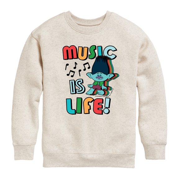 Trolls - Music Is Life Branch Graphic Long Sleeve Fleece Sweatshirt