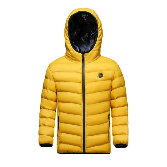 Boys Winter Coats Size 10-12 Full-Zip Down Jacket Waterproof Classic Fit Halloween Jacket with Zipper Pockets Yellow,13-14 Years
