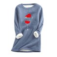 thumbnail image 1 of zanvin Chandail en Molleton de Noël pour Femmes Doublé en Polaire Col Rond, Bleu, m, 1 of 2