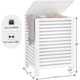 thumbnail image 5 of Bamboo Laundry Hamper with Lid, 120L Large Clothes Laundry Sorter with Removable 2-Section Liner Bag, Raised Laundry Basket Organizer for Clothing, Bathroom, Bedroom, Laundry Room, White, 5 of 15
