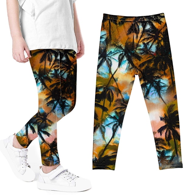 Odeerbi 3-8 Años Niñas Leggings Tie-Dye Gradiente Mallas Elásticas Pantalones de Verano Cintura Alta Panty Suave