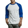 thumbnail image 4 of Men's 3/4 Sleeve Casual Raglan Jersey Baseball Tee Shirt (M, Royal Blue/White), 4 of 4