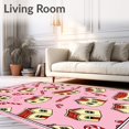 thumbnail image 2 of ODIKA 5'x7' Machine Washable Non-Slip Area Rug, Traditional Gingerbread Village Storybook Accent High Traffic Rug, Pink, 507517, 2 of 7