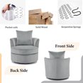 thumbnail image 4 of Swivel Barrel Chair, Modern Velvet Upholstered Single Sofa Chair with Movable Pillow, 360° Swivel Round Barrel Chair Accent Leisure Chair, Lounge Club Chair for Living Room Bedroom Reception Room Gray, 4 of 7