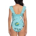 thumbnail image 6 of Yiaed Travelling on Airplane Print Women's Ruffled One Piece Swimsuit V Neck Swimwear Slimming Monokini for Woman-X-Large, 6 of 8