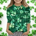 thumbnail image 2 of Toddler Girls St Patricks Day Shirt 3/4 Sleeve Fashion Print Shirts Casual Loose Pullover Tees Soft and Comfortable Tee Blouse Summer Clothing Light Green 6-7 Years, 2 of 5