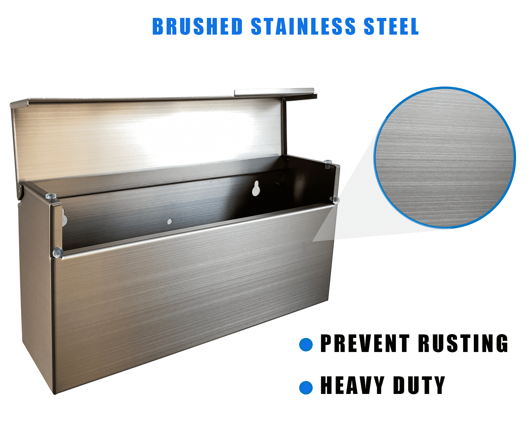 Plugsharge Modern Design Brushed Stainless Steel Mailbox for Walls, Heavy Duty Wall Mounted Mailbox - 14.5'' x 3.75'' x 7.1'' Rust Proof Steel Dropbox with Rainproof Design, Silver
