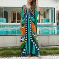 thumbnail image 4 of XIAOCHA Butterfly Print Kaftan Dress for Women Oversized Flowy Batwing Sleeve V Neck Maxi Dress Airy Bold Beach Dresses, 4 of 4