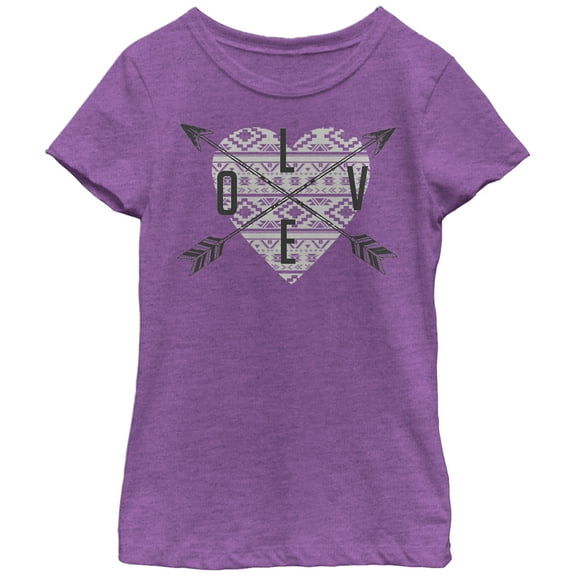Girl's Lost Gods Love Crossed Arrow  Graphic Tee Purple Berry X Large