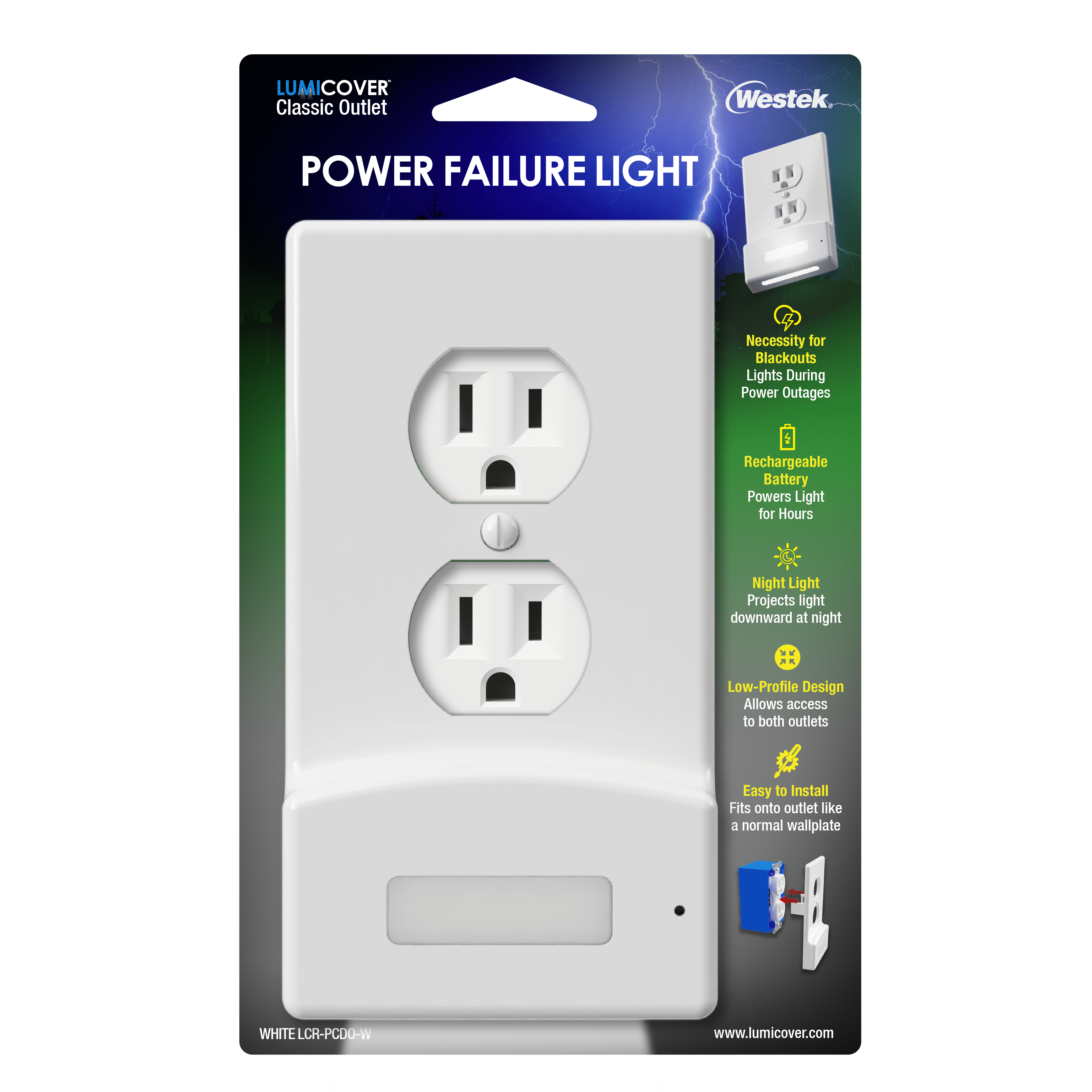 SNAP POWER SNAPPOWER NIGHTGUIDELIGHT STANDARD ELECTRICAL OUTLET PLUG COVER WHITE