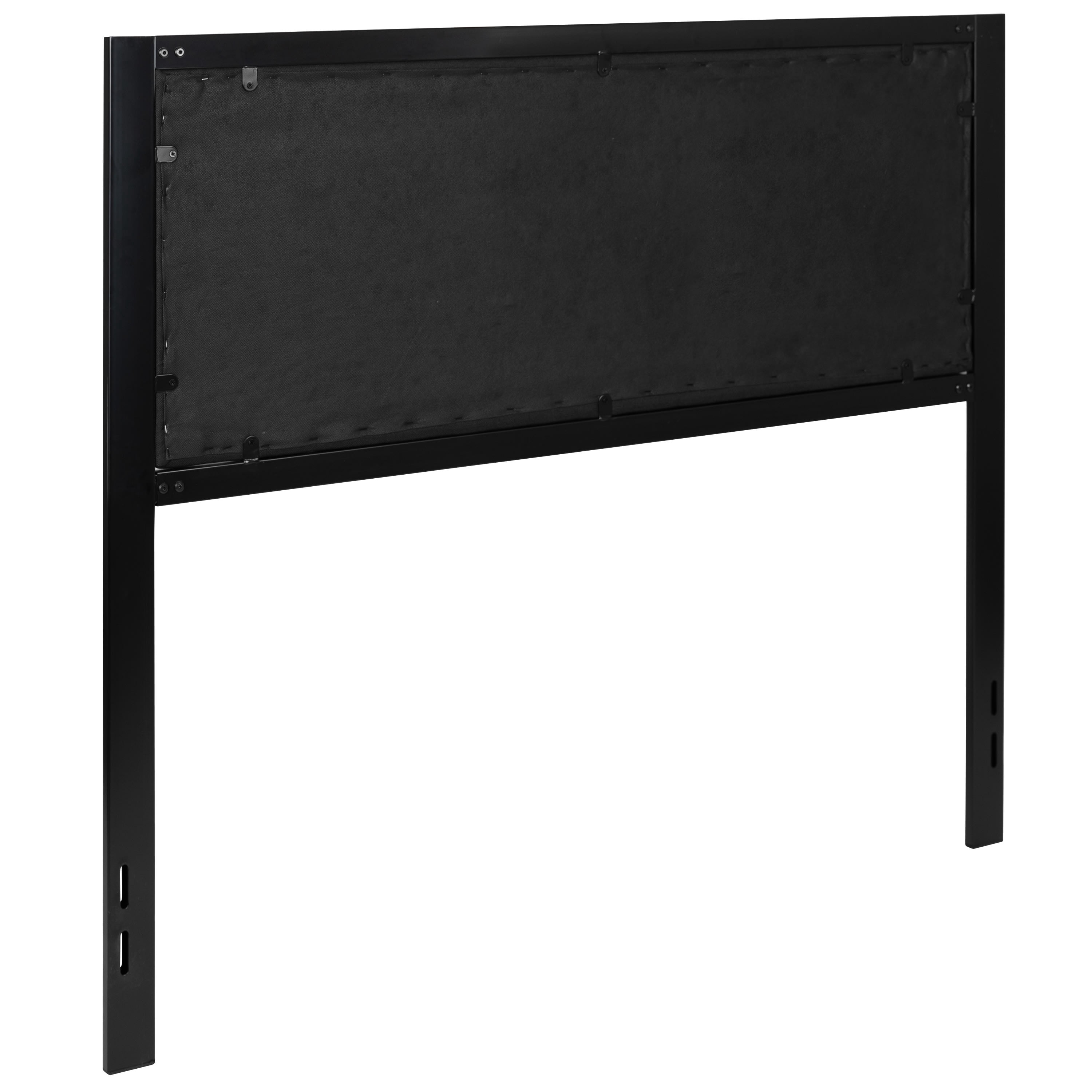 Emma + Oliver Full Size Upholstered Metal Panel Headboard in Tufted Black Fabric