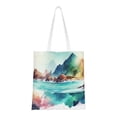 thumbnail image 1 of YFYANG Reusable Cotton Canvas Tote Shopping Bag, Watercolor Mountain Pattern Washable Portable Grocery Bag for Daily Travel, 1 of 8