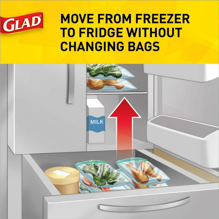 Glad® Zipper Freezer Storage Plastic Bags, Quart, 12 Count