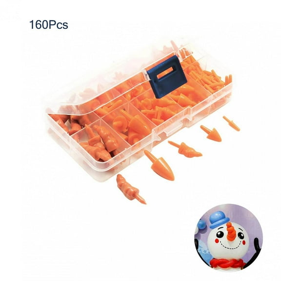 160x Snowman Miniature Carrot Noses Snowmen Nose Realistic Orange for Crafting Decorative Holiday Hobby Hand Made Christmas Winter Snowmen - 5 Sizes