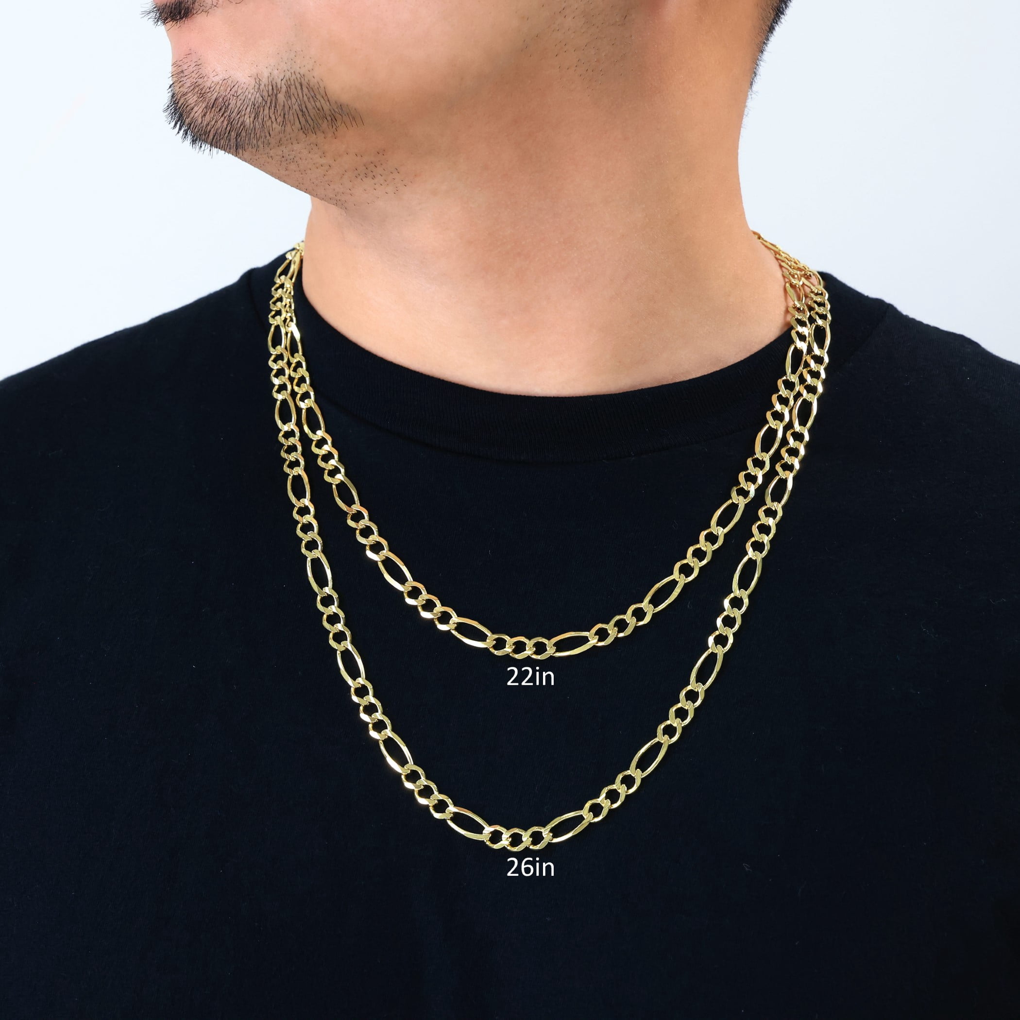 Nuragold 14k Real Yellow Gold Solid Figaro Link 6.5mm Chain Necklace (18"-30") Italian Jewelry for Men