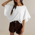 thumbnail image 3 of Czanzd Women's Oversized Cotton Short Sleeve T Shirt,White,XXL, 3 of 7