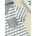 thumbnail image 5 of Infant Baby Boys Summer Short Set, Short Sleeve Hooded Striped T-shirt with Elastic Waist Shorts Outfit, 5 of 7