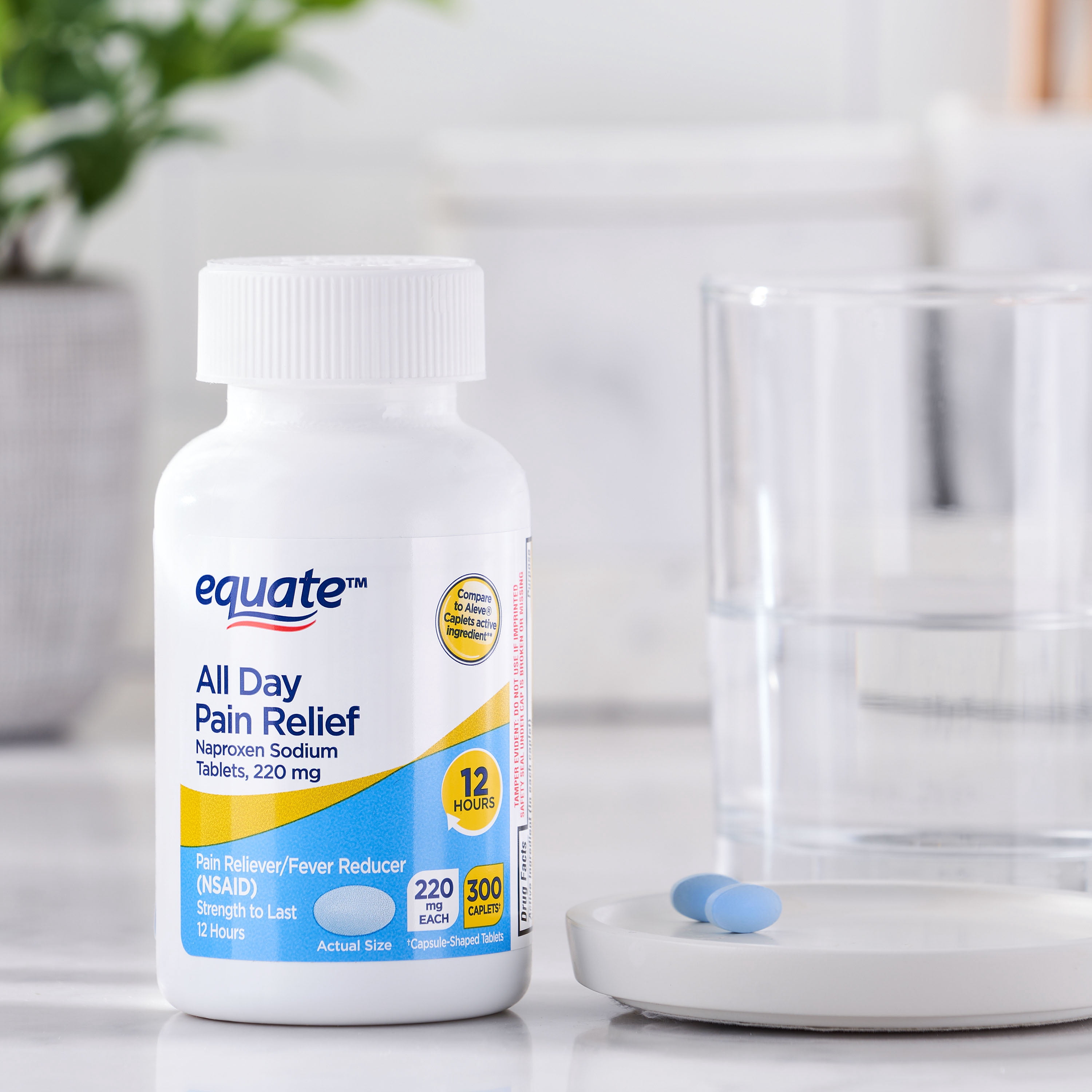 (2 pack) Equate Naproxen Sodium Tablets USP, 220 mg, Pain Reliever and Fever Reducer, 300 Count