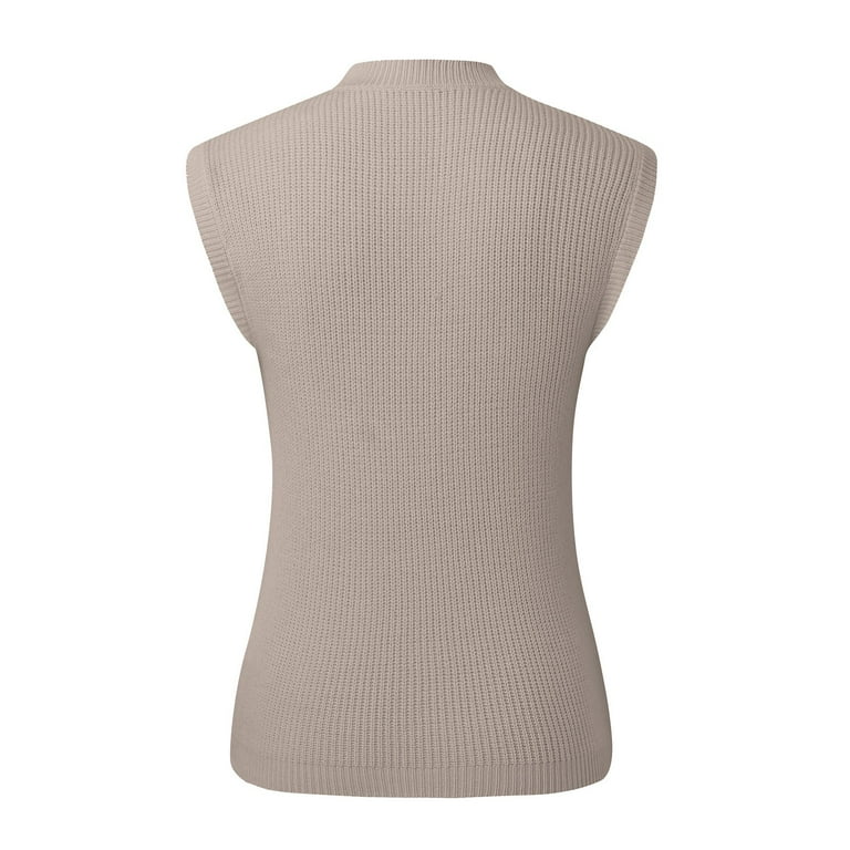 Women Summer Tops Women's Neck Knit Sweater Vest Sleeveless Casual