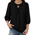 thumbnail image 4 of Loopsun Womens 3/4 Sleeve Fall Tops Fashion Solid Crew Neck Casual Shirt Blouse, 4 of 4