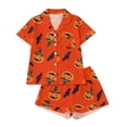 thumbnail image 2 of Hpapadks Toddler Pajamas Kids Halloween Print Short Sleeve Shorts Sleepwear Set Comfort Pjs for Girls Orange 5-6 Years, 2 of 9