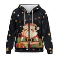 thumbnail image 4 of FOR U DESIGNS Christmas Zipper Hooded Sweatshirt Women Trendy Oversized Hoodies Size 2XL Long Sleeve Santa Claus Hoodie for Women Activewear Down-Shoulder Collar Tops, 4 of 7