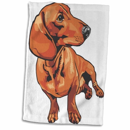 3dRose Cute and Cuddly Canine Red Dachshund - Towel, 15 by 22-inch