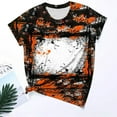 thumbnail image 2 of Jewelreauty Women Casual Tie-Dye Short Sleeve Shirts Round Neck Leopard Print Tops Summer Trendy Tunic Tee (S, Orange), 2 of 4