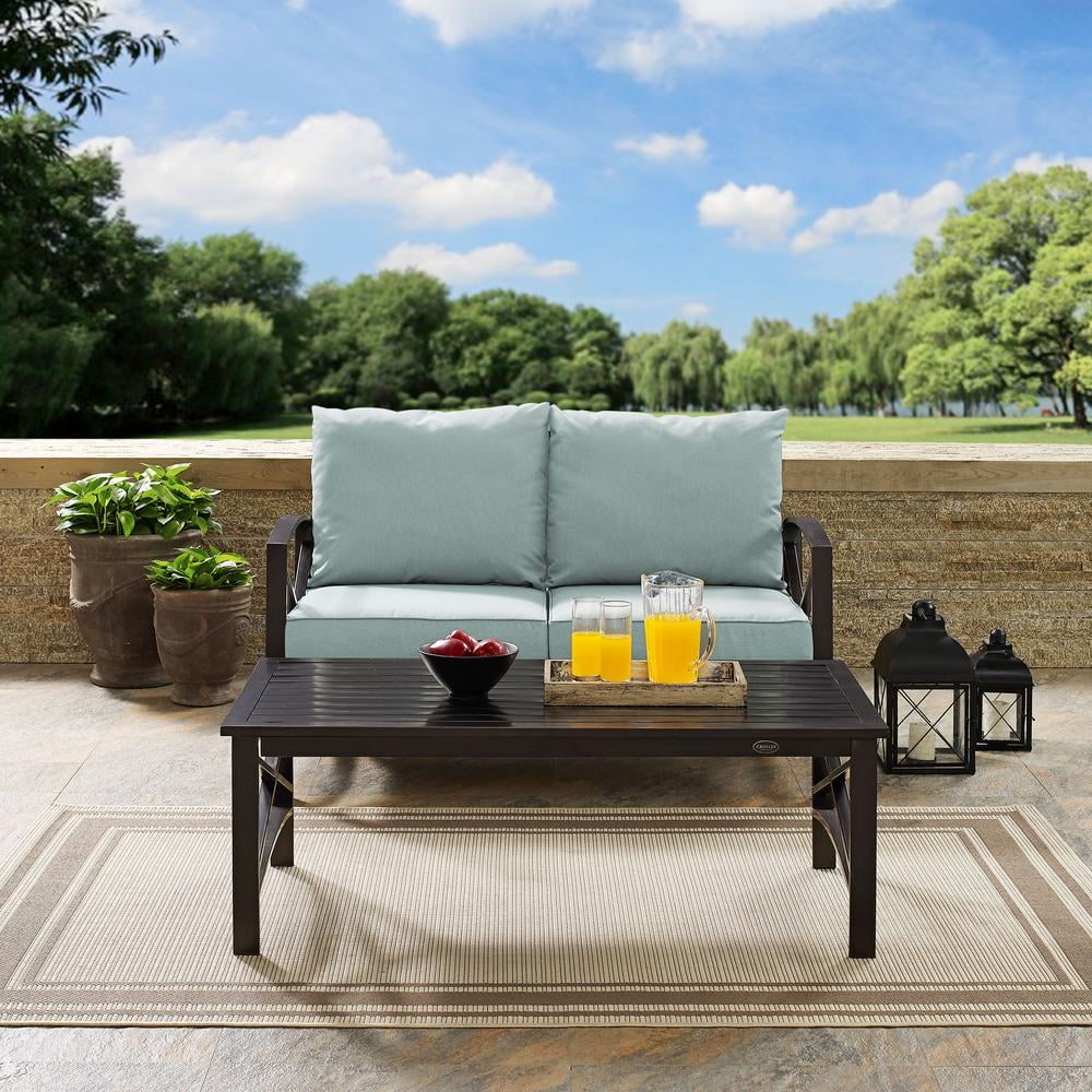 Crosley Furniture Kaplan 2 Piece Patio Fabric Sofa Set in Mist Green