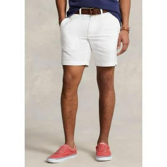 Polo Ralph Lauren 8 Straight Fit Linen-Cotton Shorts, White, 40