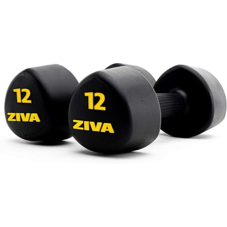 UPC: 4895202515270 | ZIVA Virgin Rubber Steel Tribell Dumbbell Pairs – Odorless Ergonomic Non-Slip Comfort Grip – Exercise Weights for Core and Strength Training – 12lbs Pairs Black