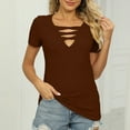 thumbnail image 2 of Drses Women's Casual Dressy Short Sleeve T-Shirts - Criss Cross V Neck, Slim Tops, 2 of 6