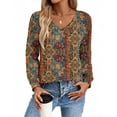 thumbnail image 4 of Zeagoo Womens Tops Long Sleeve Shirts V Neck Trendy Tee Pleated Tshirts Loose Tunic Work Clothes, 4 of 7