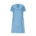 thumbnail image 5 of Axiiglly Scrubs for Women Stretchy Lapel Nursing Scrub Dress Splicing Scrub Work Midi Dresses Button Down Nurse Dress Uniform with Pockets, 5 of 7