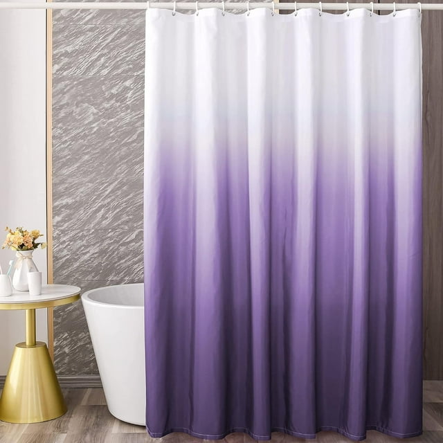 Ensembles de Rideaux de Douche Ombrés Violet Foncé pour Accessoires de Salle de Bain Tissu Polyester Imperméable Doublure de Rideau de Douche Moderne avec 12 Crochets Violet W72TG84