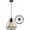 thumbnail image 1 of Lámpara colgante industrial Laklulu con forma de jaula y forma de nido geométrico, estilo vintage, pantalla de metal para lámpara de techo, color negro, 1 of 5