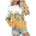 thumbnail image 2 of Meichang Sweatshirts pour Femmes Manches Longues Col Rond Coupe Ample Pull Tunique Graphique Florale Mode Sweatshirts à Blocs de Couleur avec Poche, 2 of 5