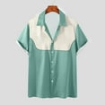 thumbnail image 5 of OGLCCG Men's Retro Bowling Shirts 50s Vintage Rockabilly Style Button Down Shirts Casual Summer Color Block Active Shirts, 5 of 5