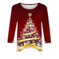 thumbnail image 4 of LEKWK Christmas Womens Graphic Shirts Xmas Tree Crew Neck 3/4 Sleeve Tops Ugly Christmas Women Tshirts Tunic Holiday Shirt for Women, 4 of 5