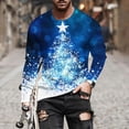 thumbnail image 5 of Feancey Christmas Tree Long Sleeve Shirt Men Big and Tall Casual Xmas Graphic Tees Loose Fit Crewneck Pullover Holiday Party Shirts Blue XS, 5 of 6