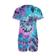 thumbnail image 4 of Jacenvly Ladies Pajamas Set 2Pc Women's Fashion Printed Casual Home Two-Piece V-Neck Top with Pocket Shorts Set New and Trending Sky Blue, 4 of 5
