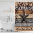 thumbnail image 3 of Texas Star Vintage Shower Curtain, Waterproof Shower Curtains for Bathroom, Berry Grey Blue Brown Wooden Washable Fabric Bathtub Curtain Set Bath Decor with 12 Hooks Extra Long 72"x96", 3 of 8