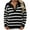 DT--Black, variant on Unisex Striped Half-Zip Sweater, Long Sleeve, Casual Office & Outdoor Wear, Warm Wool Blend, Plus Size Friendly