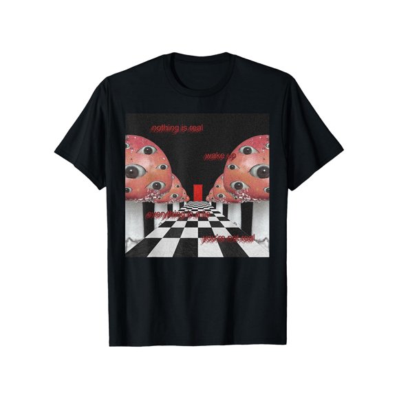 Men'S Heavyweight 180gsm Surreal Eyes & Checkerboard Graphic Tee Printed pattern short-sleeved shirt