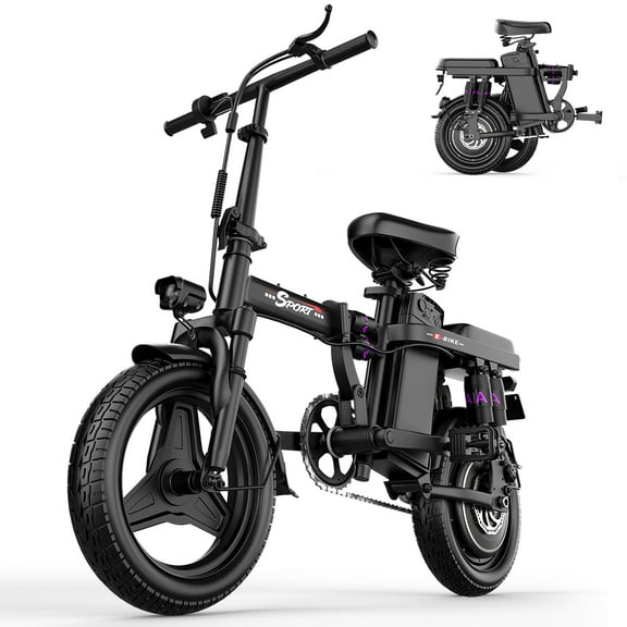 Electric Bike for Adults, Ebike, Electric Bicycle with 48V Removable Battery,14" Folding Ebike, 20MPH,30  Miles(MAX),500W High Motor,Multi-Shock Absorption,UL 2849,Commuting Mini E Bikes