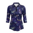 thumbnail image 2 of Uorisanigo Dragonfly Women's 3/4 Sleeve Golf Top Size XL Comfortable Stylish Women's Dry-Fit Golf Polo Shirts Fashion Zip Up Collar Pullover Casual Versatile Workout Tops Daily Wear, 2 of 7